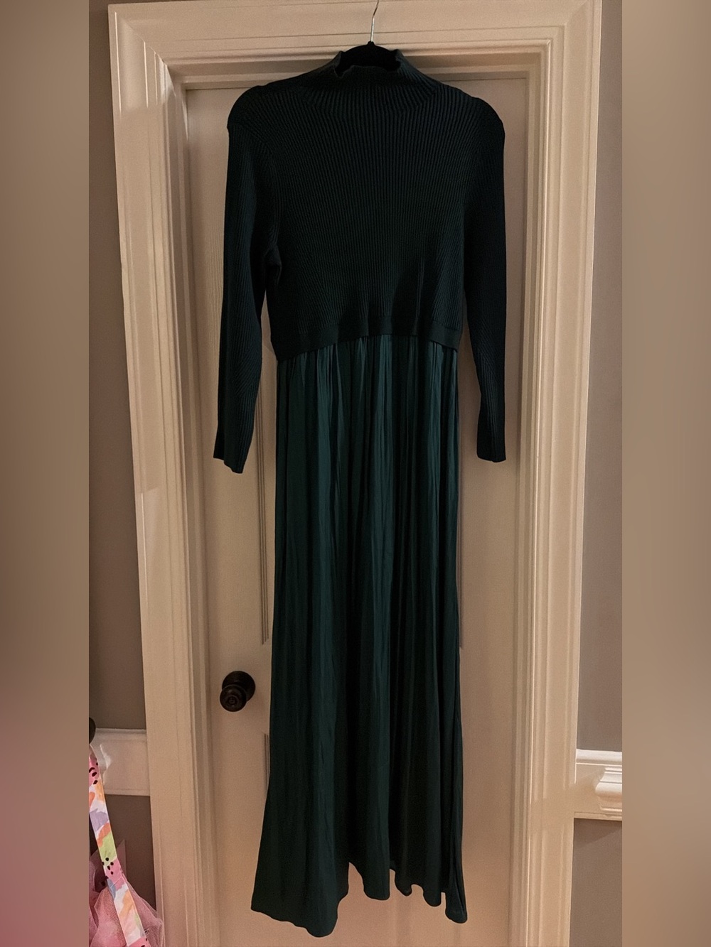Anthropologie Long Sleeve Thea Twofer Maxi Dress in Deep Green